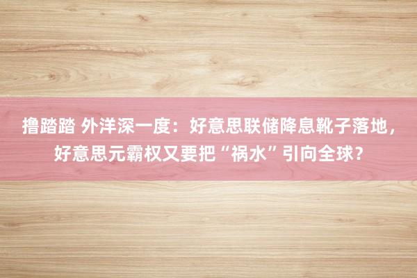 撸踏踏 外洋深一度：好意思联储降息靴子落地，好意思元霸权又要把“祸水”引向全球？