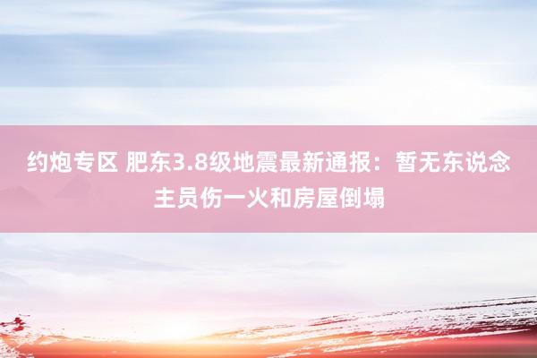 约炮专区 肥东3.8级地震最新通报：暂无东说念主员伤一火和房屋倒塌