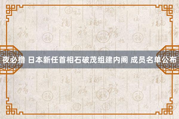 夜必撸 日本新任首相石破茂组建内阁 成员名单公布