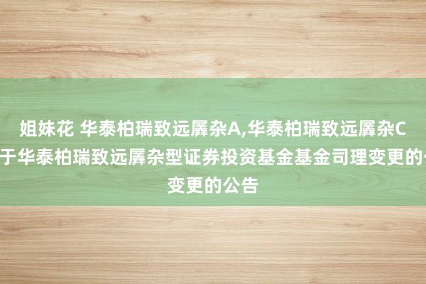 姐妹花 华泰柏瑞致远羼杂A,华泰柏瑞致远羼杂C: 对于华泰柏瑞致远羼杂型证券投资基金基金司理变更的公告