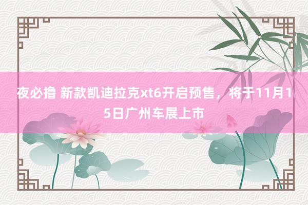 夜必撸 新款凯迪拉克xt6开启预售，将于11月15日广州车展上市