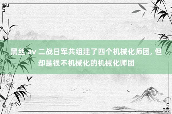 黑丝 av 二战日军共组建了四个机械化师团， 但却是很不机械化的机械化师团