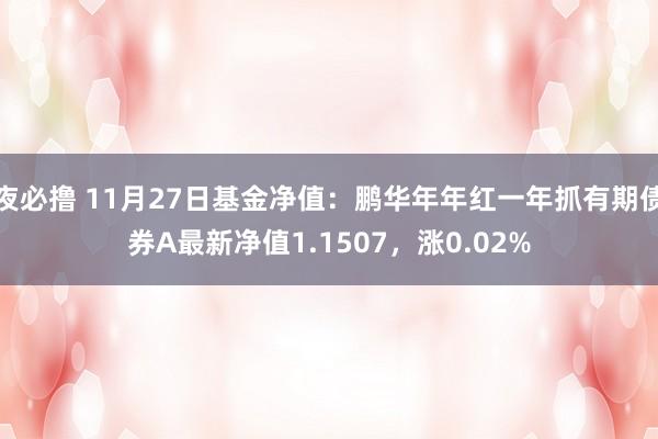夜必撸 11月27日基金净值：鹏华年年红一年抓有期债券A最新净值1.1507，涨0.02%