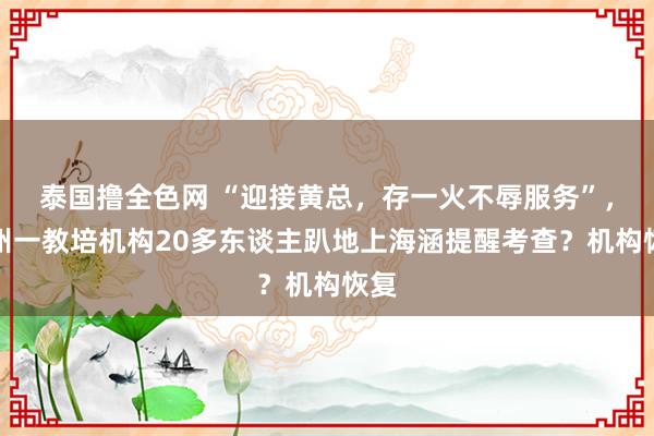 泰国撸全色网 “迎接黄总，存一火不辱服务”，广州一教培机构20多东谈主趴地上海涵提醒考查？机构恢复