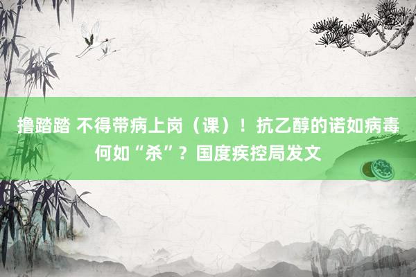 撸踏踏 不得带病上岗（课）！抗乙醇的诺如病毒何如“杀”？国度疾控局发文