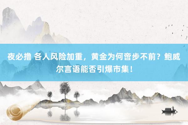 夜必撸 各人风险加重，黄金为何啻步不前？鲍威尔言语能否引爆市集！