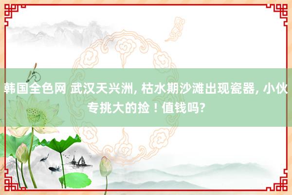 韩国全色网 武汉天兴洲， 枯水期沙滩出现瓷器， 小伙专挑大的捡 ! 值钱吗?