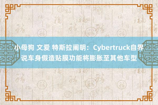 小母狗 文爱 特斯拉阐明：Cybertruck自界说车身假造贴膜功能将膨胀至其他车型