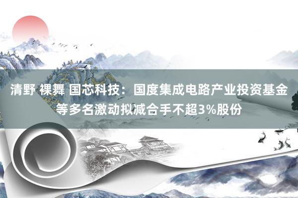 清野 裸舞 国芯科技：国度集成电路产业投资基金等多名激动拟减合手不超3%股份