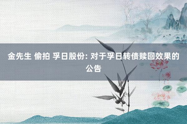 金先生 偷拍 孚日股份: 对于孚日转债赎回效果的公告