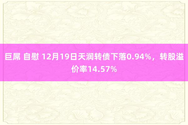 巨屌 自慰 12月19日天润转债下落0.94%，转股溢价率14.57%