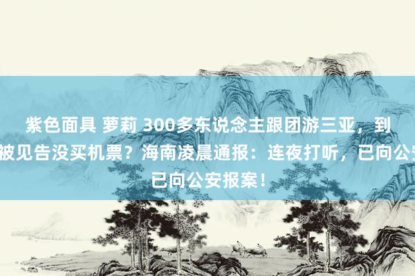 紫色面具 萝莉 300多东说念主跟团游三亚，到机场却被见告没买机票？海南凌晨通报：连夜打听，已向公安报案！