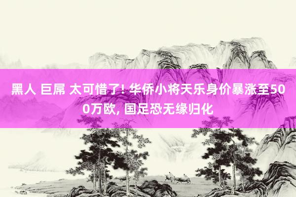 黑人 巨屌 太可惜了! 华侨小将天乐身价暴涨至500万欧， 国足恐无缘归化