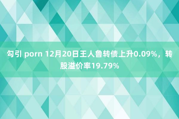 勾引 porn 12月20日王人鲁转债上升0.09%，转股溢价率19.79%