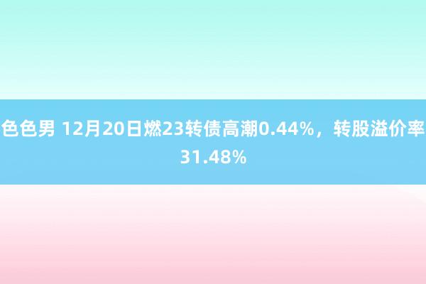 色色男 12月20日燃23转债高潮0.44%，转股溢价率31.48%