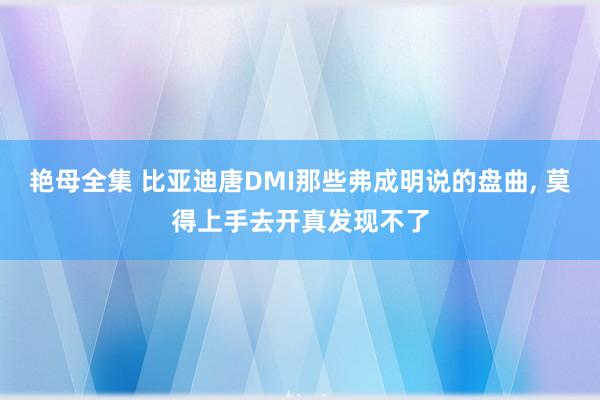 艳母全集 比亚迪唐DMI那些弗成明说的盘曲， 莫得上手去开真发现不了