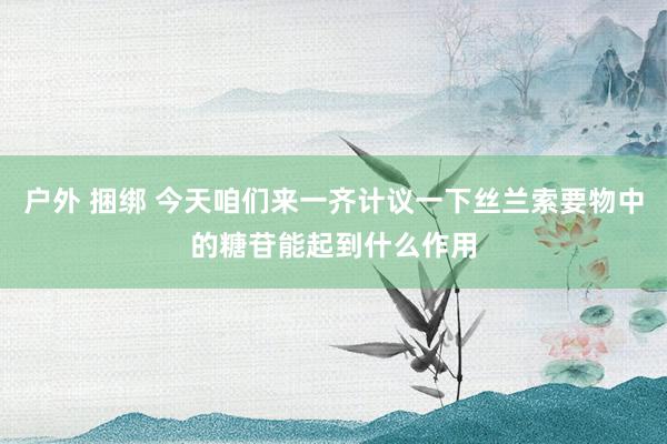 户外 捆绑 今天咱们来一齐计议一下丝兰索要物中的糖苷能起到什么作用