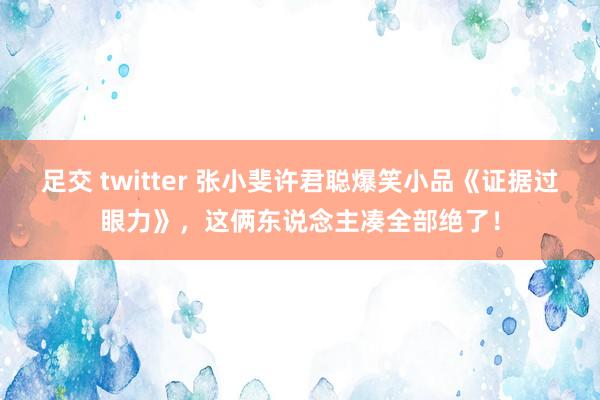 足交 twitter 张小斐许君聪爆笑小品《证据过眼力》，这俩东说念主凑全部绝了！