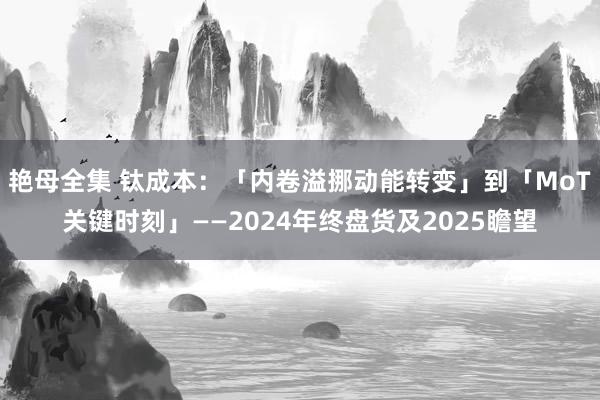 艳母全集 钛成本：「内卷溢挪动能转变」到「MoT关键时刻」——2024年终盘货及2025瞻望