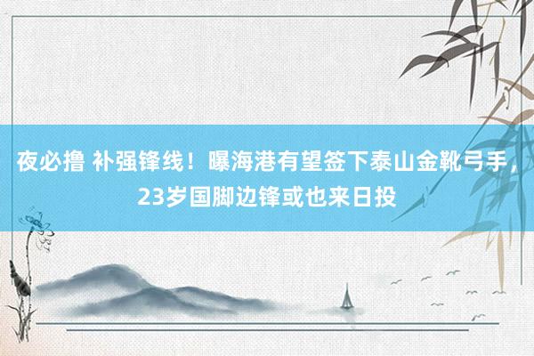 夜必撸 补强锋线！曝海港有望签下泰山金靴弓手，23岁国脚边锋或也来日投