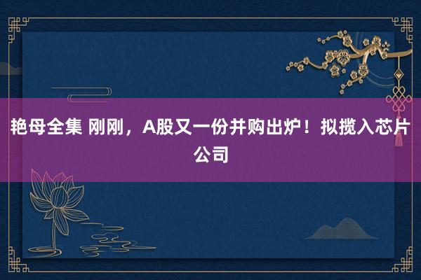 艳母全集 刚刚，A股又一份并购出炉！拟揽入芯片公司
