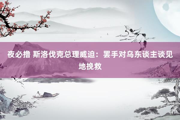 夜必撸 斯洛伐克总理威迫：罢手对乌东谈主谈见地挽救
