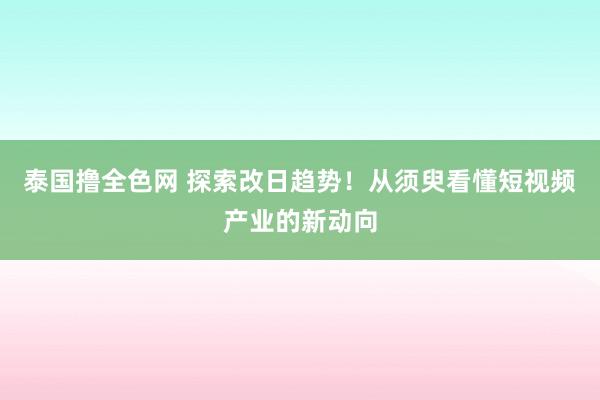 泰国撸全色网 探索改日趋势！从须臾看懂短视频产业的新动向