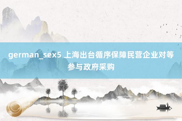 german_sex5 上海出台循序保障民营企业对等参与政府采购