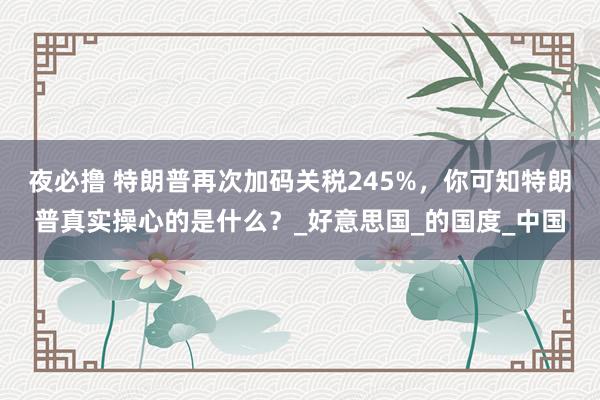 夜必撸 特朗普再次加码关税245%，你可知特朗普真实操心的是什么？_好意思国_的国度_中国